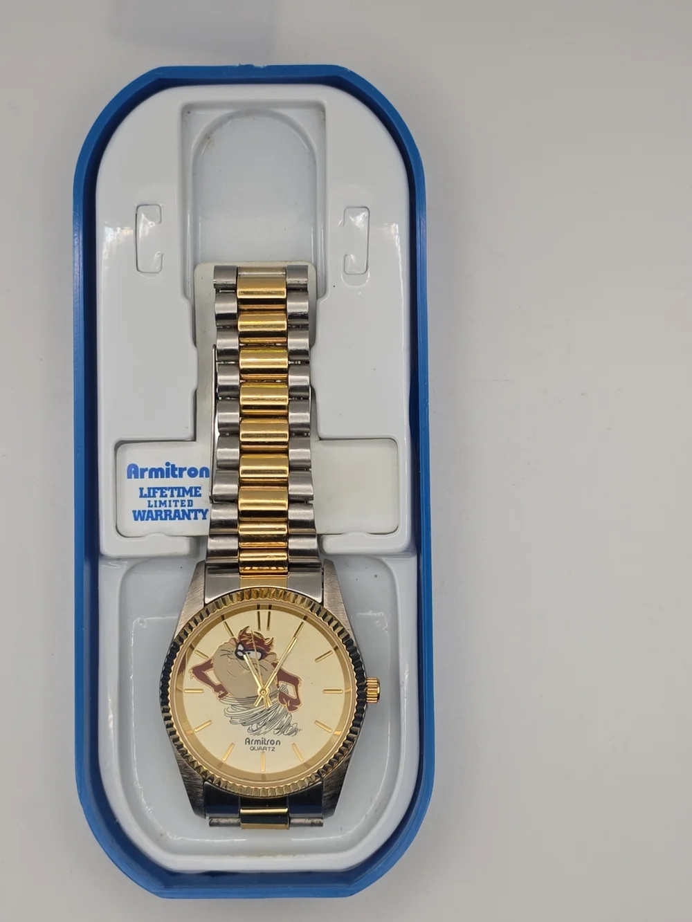 Vintage Armitron 1995 Mens Watch 36mm Taz Looney Tunes Two Tone New Battery